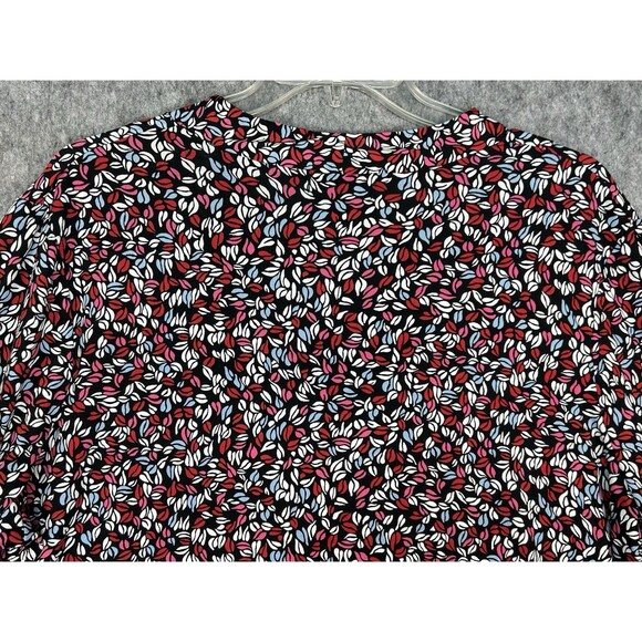 Liz Claiborne Career Blouse Women's 2X Black & Red Floral 3/4 Sleeve Stretch - Picture 4 of 9